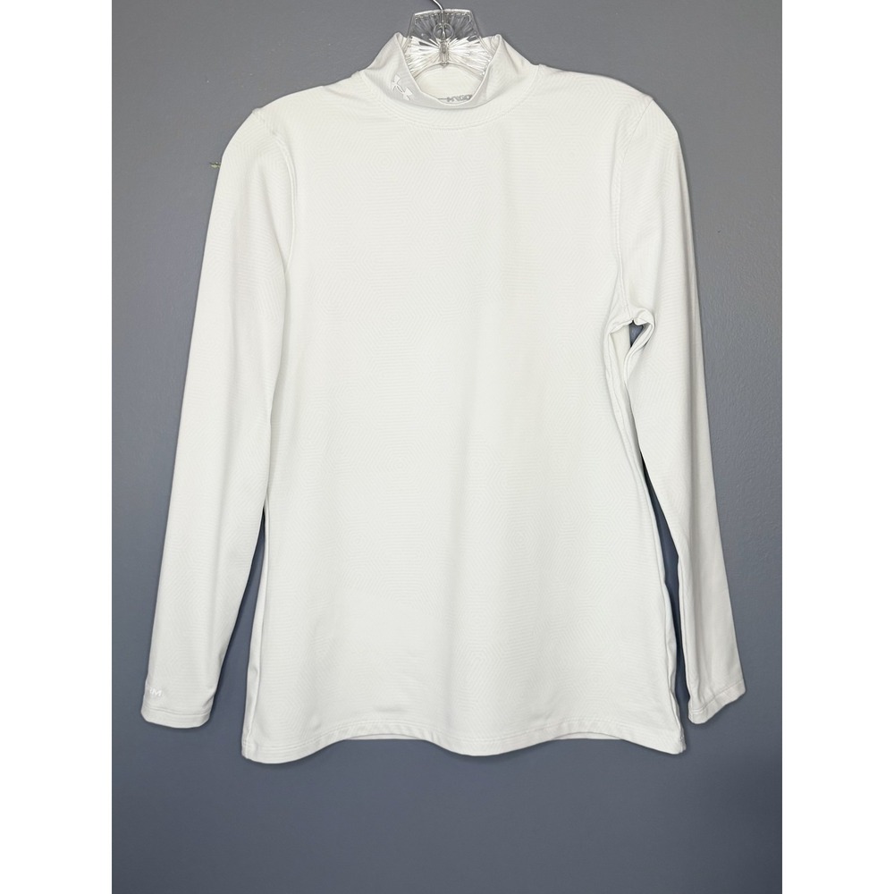 Under Armour Storm Golf Shirt Womens M White ColdGear Infrared Mock Neck Top
